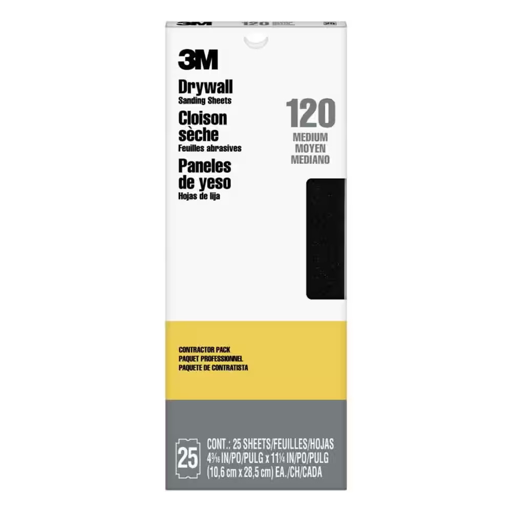 Drywall Sanding Sheets 4 3/16 In. X 11 1/4 In. 120 Grit Fine (25-Pack)