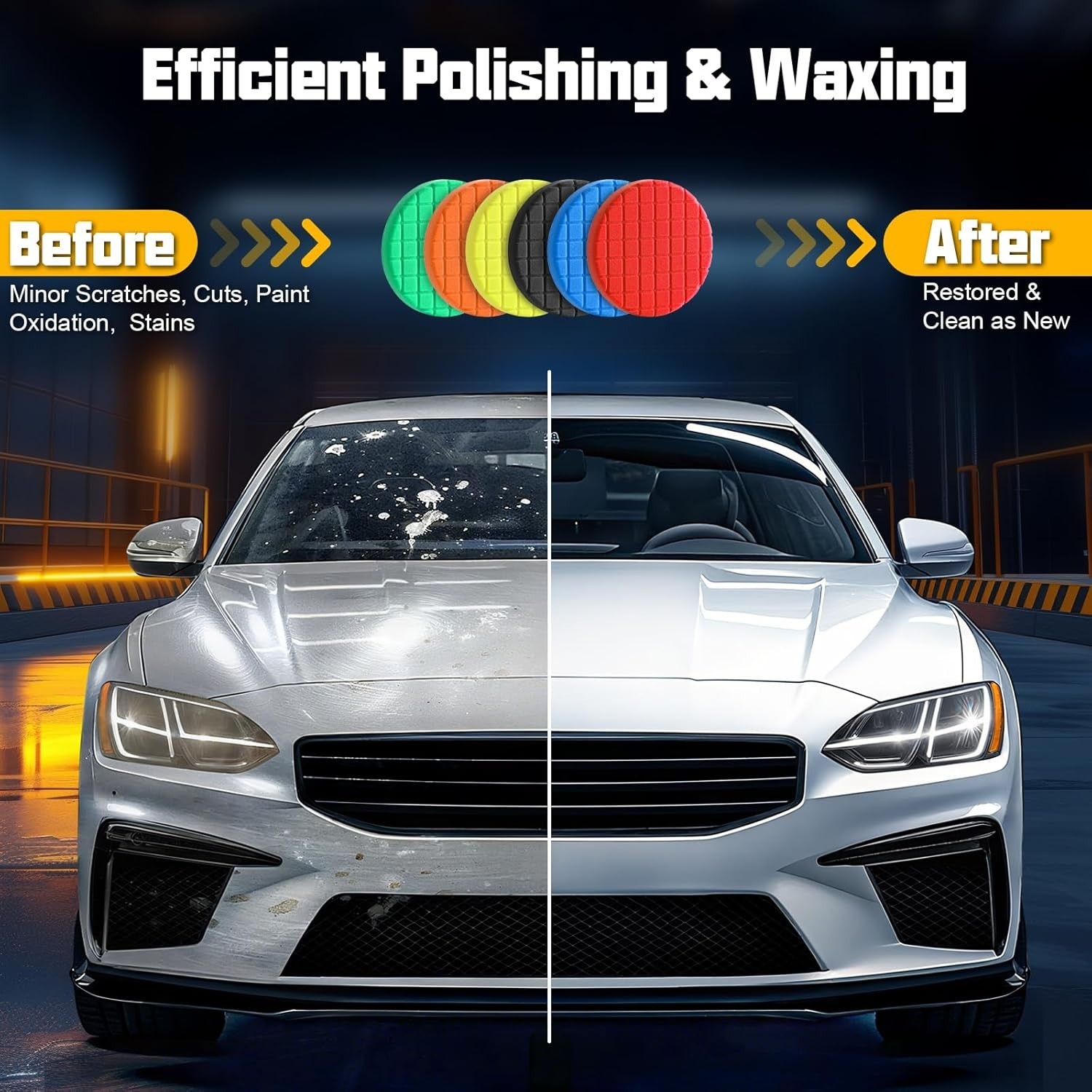 6 PCS 6 Inch Buffing Polishing Pads Wool Pad 6.5 Front Sponge Foam Kit