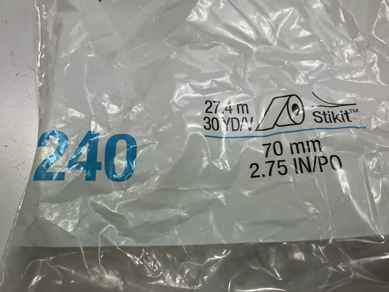 3M 36223 Stikit Blue Abrasive Sheet Roll, 2.75 In X 30 Yd, 240 Grit