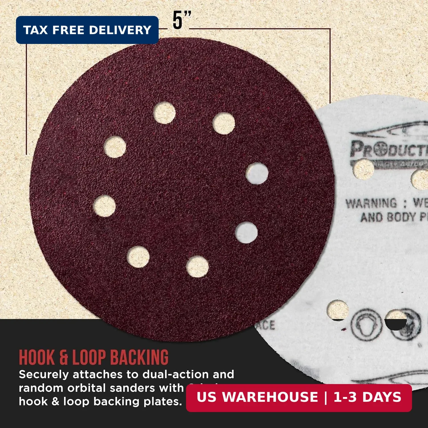 160 Pack 5 inch Sanding Discs 8-Hole Red Variety Pack Grit, Hook ,Loop Sandpaper