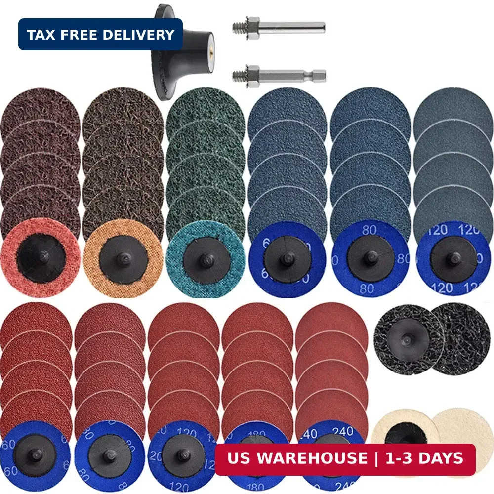 60Pcs Sanding Discs Set, 2 inch Quick Change Sanding Discs with 1/4″ Holders, Di