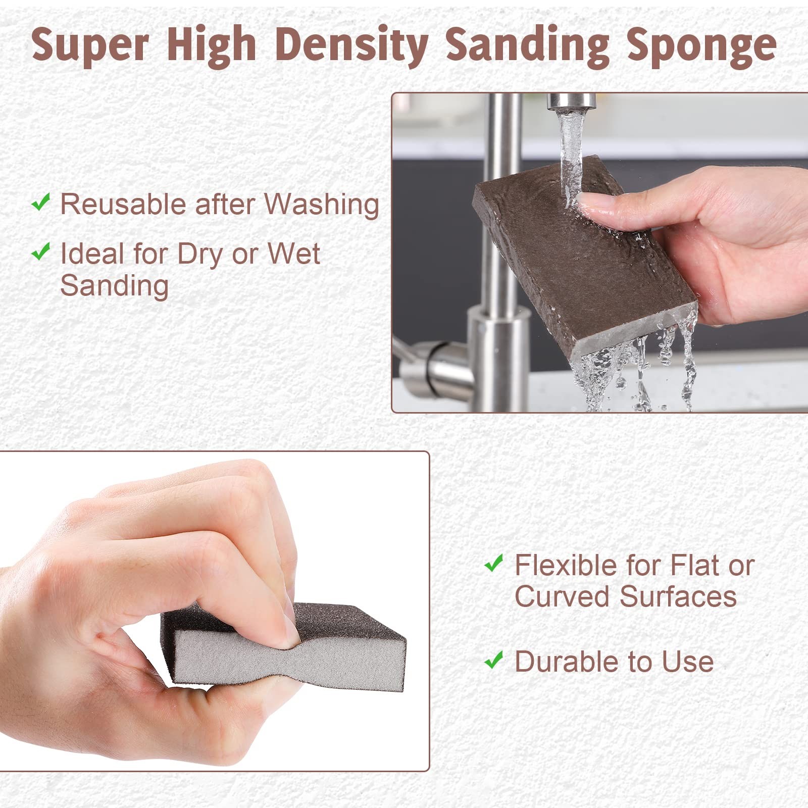 8PCS Sanding Sponge, Sanding Blocks of 60/80/120/220 Assorted Grits, Flexible…