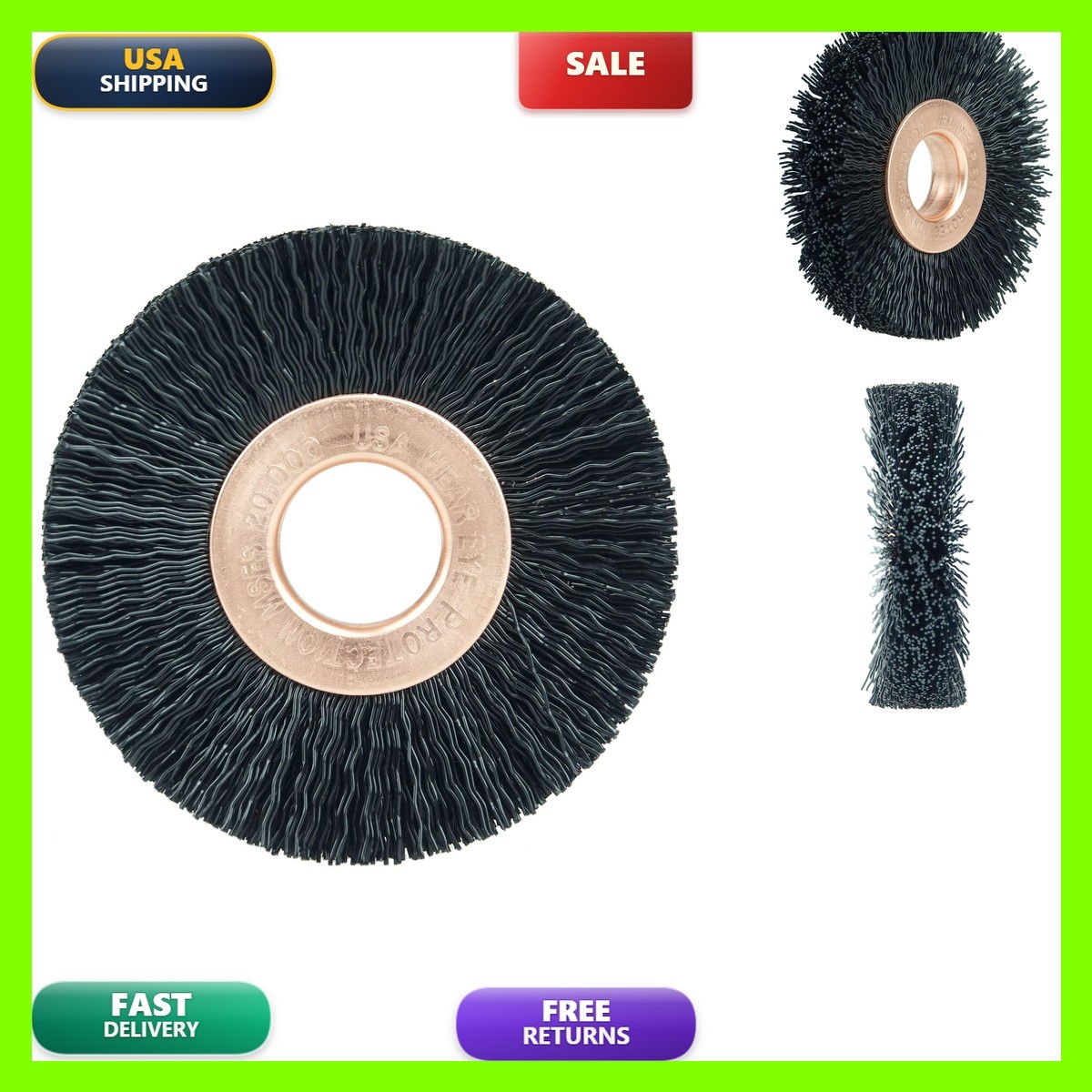 Weiler 17233 2 Small Diameter Nylon Wheel Brush .014 Crimped Black Nylon Fill
