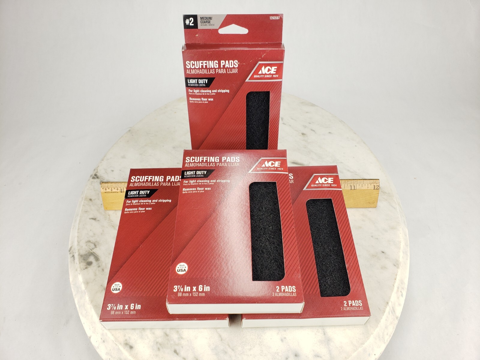 4x ACE Scuffing Pads Light Duty Finishing Pad Gray Polish Synthetic Steel Wool
