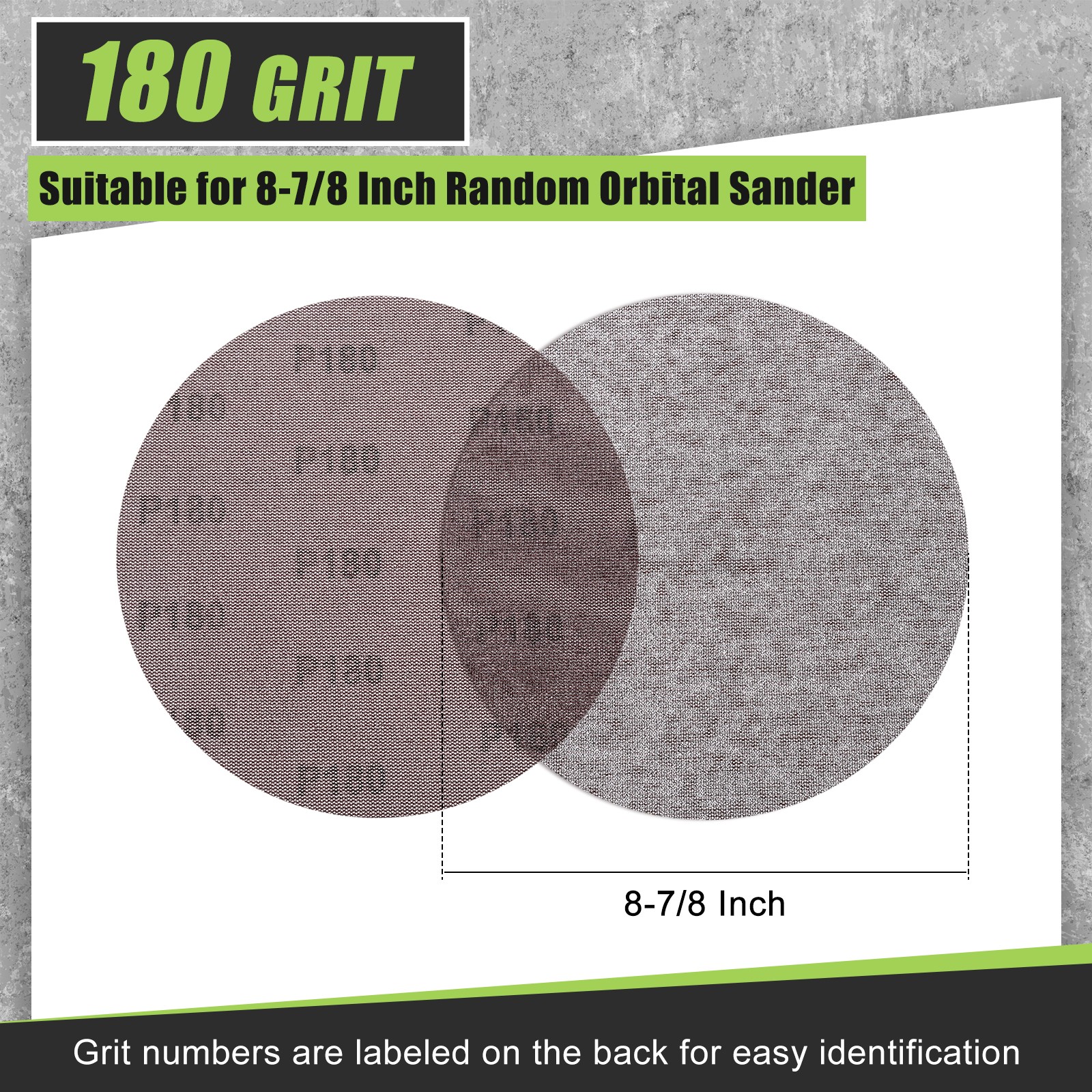5 Pcs 8-7/8 Inch Grid Sanding Discs, 180 Grit Wall Sanding Discs