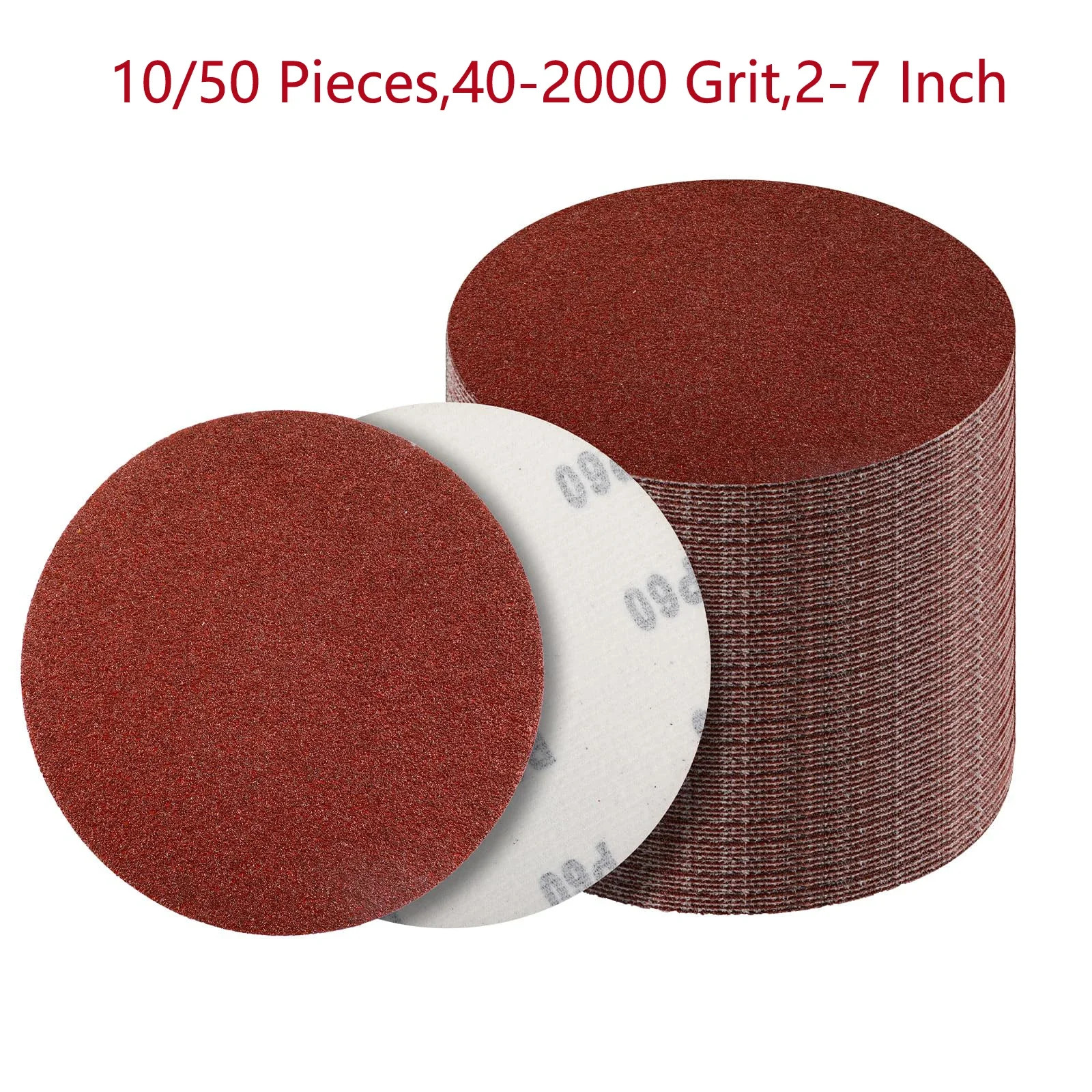 10/20/50 PCS Sanding Discs 2/3/4/5/6/7 Inch Hook and Loop 40-2000 Grits Sandpape
