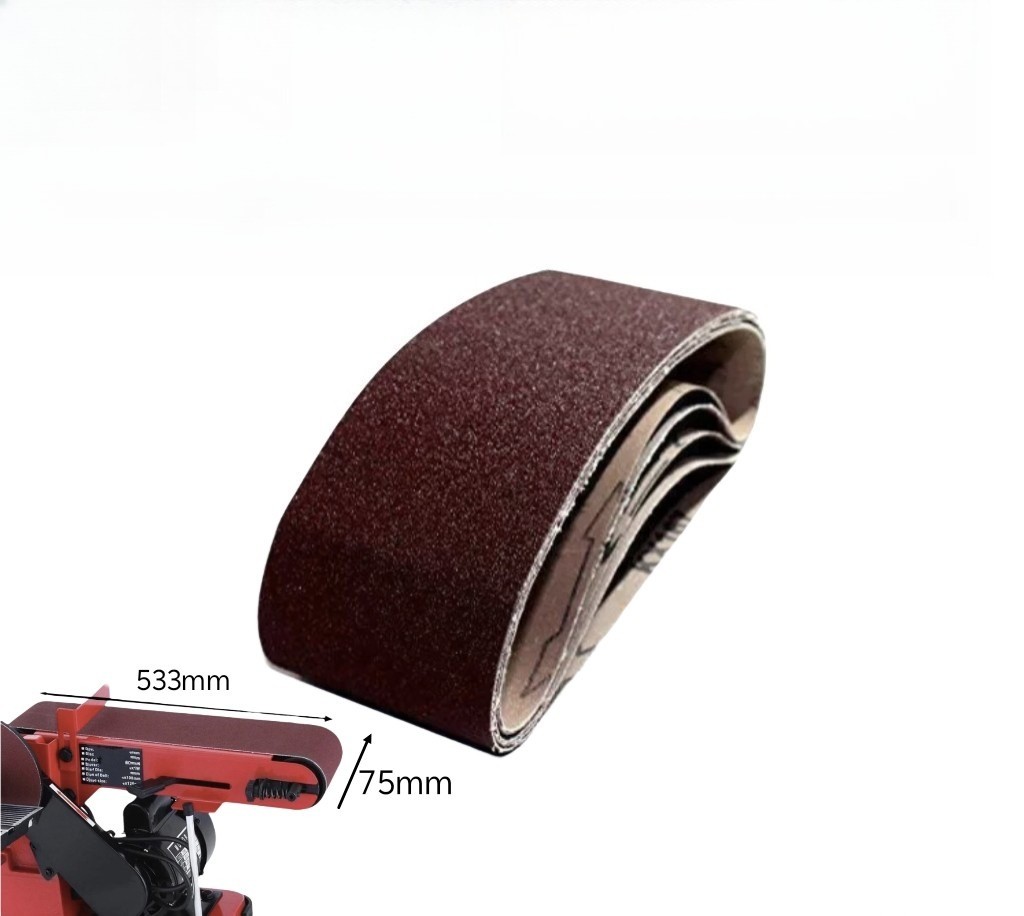 50PCS 3x21in Cloth Sanding Belt 40 Grit 75x533mm Aluminum Oxide for Metal & Wood