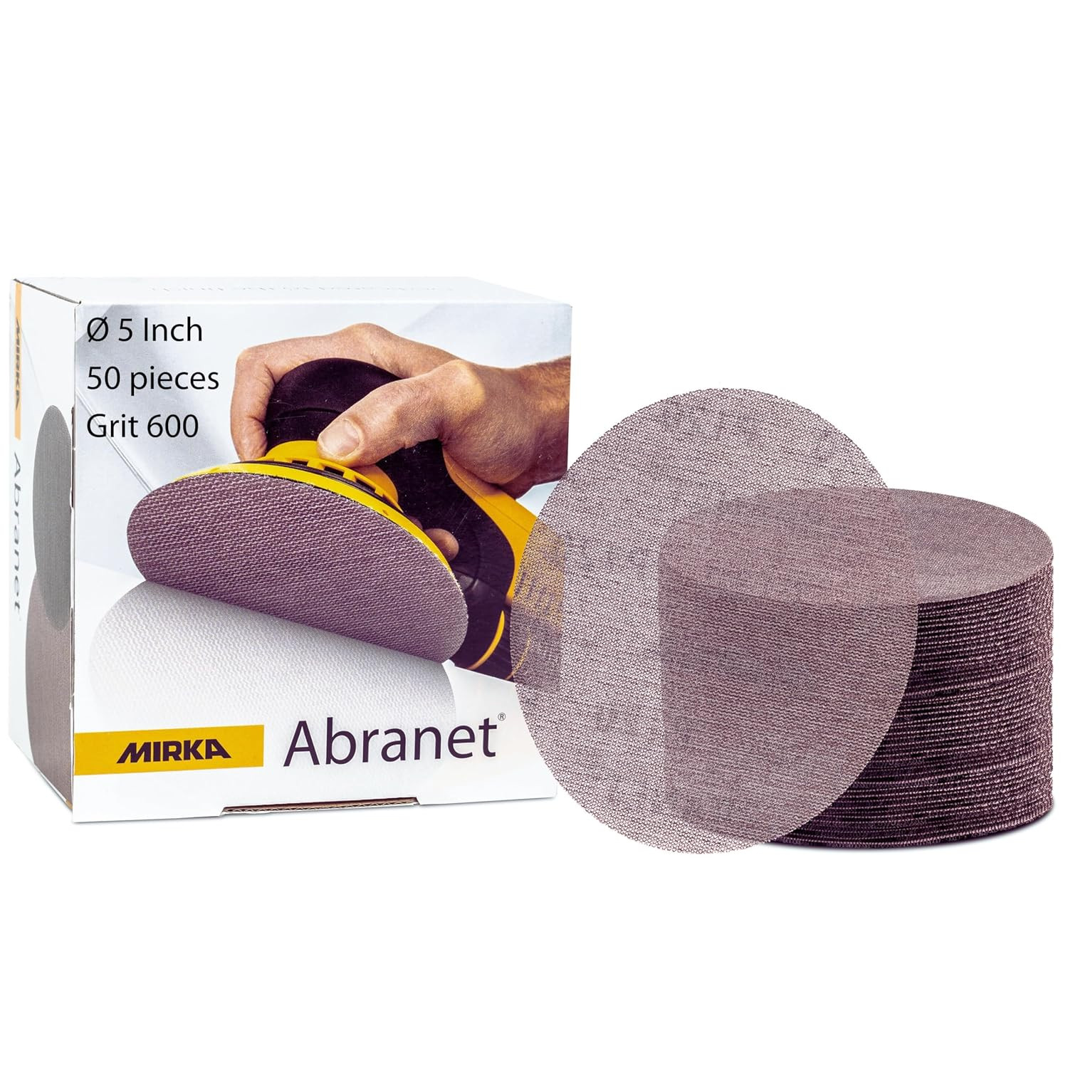 Abranet 5 Inch 600 Grit Mesh Sanding Discs, Hook and Loop, 50 Pack