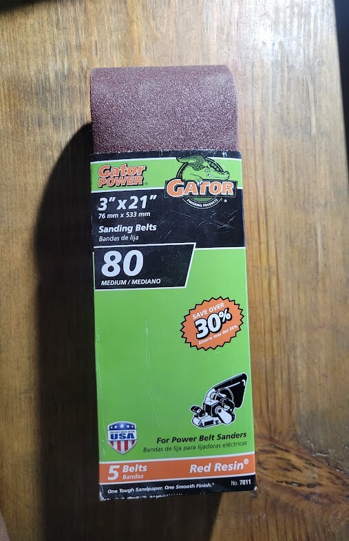 GATOR POWER Sanding Belts 80 Grit 3″ x 21″ 5-Pack 76mm x533mm Medium NIP