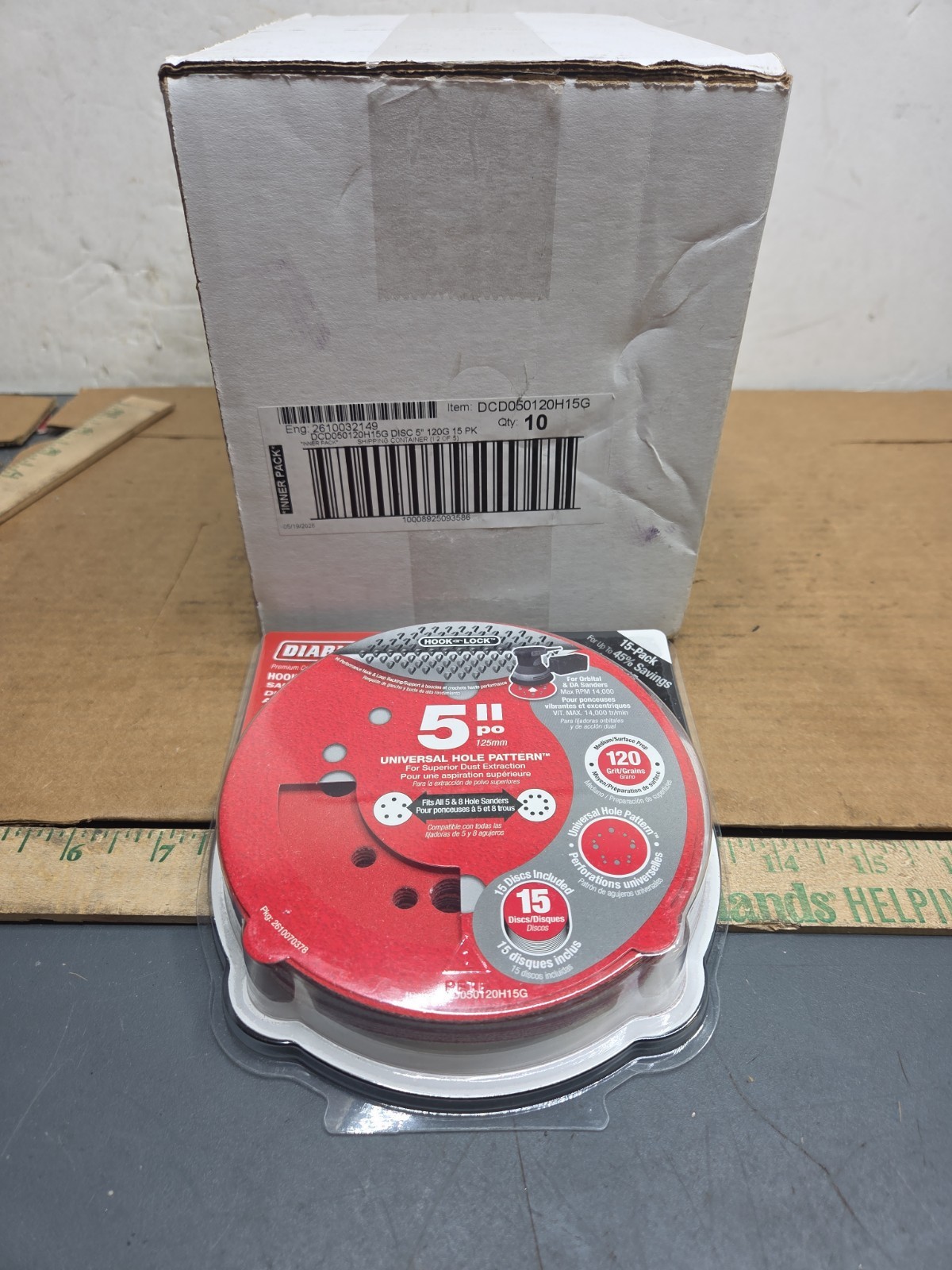 Qty: 10 Diablo 5″ Ceramic Blend Hook and Lock Sanding Disc 120 Grit Medium 15 pk