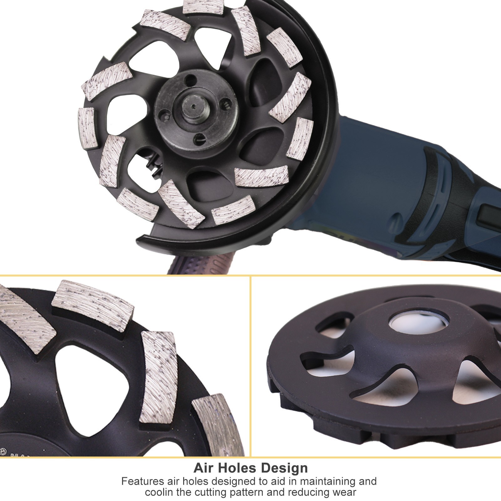 4PC 4-1/2″ Diamond Cup Grinding Wheels Double Row Concrete 18 seg Angle Grinder