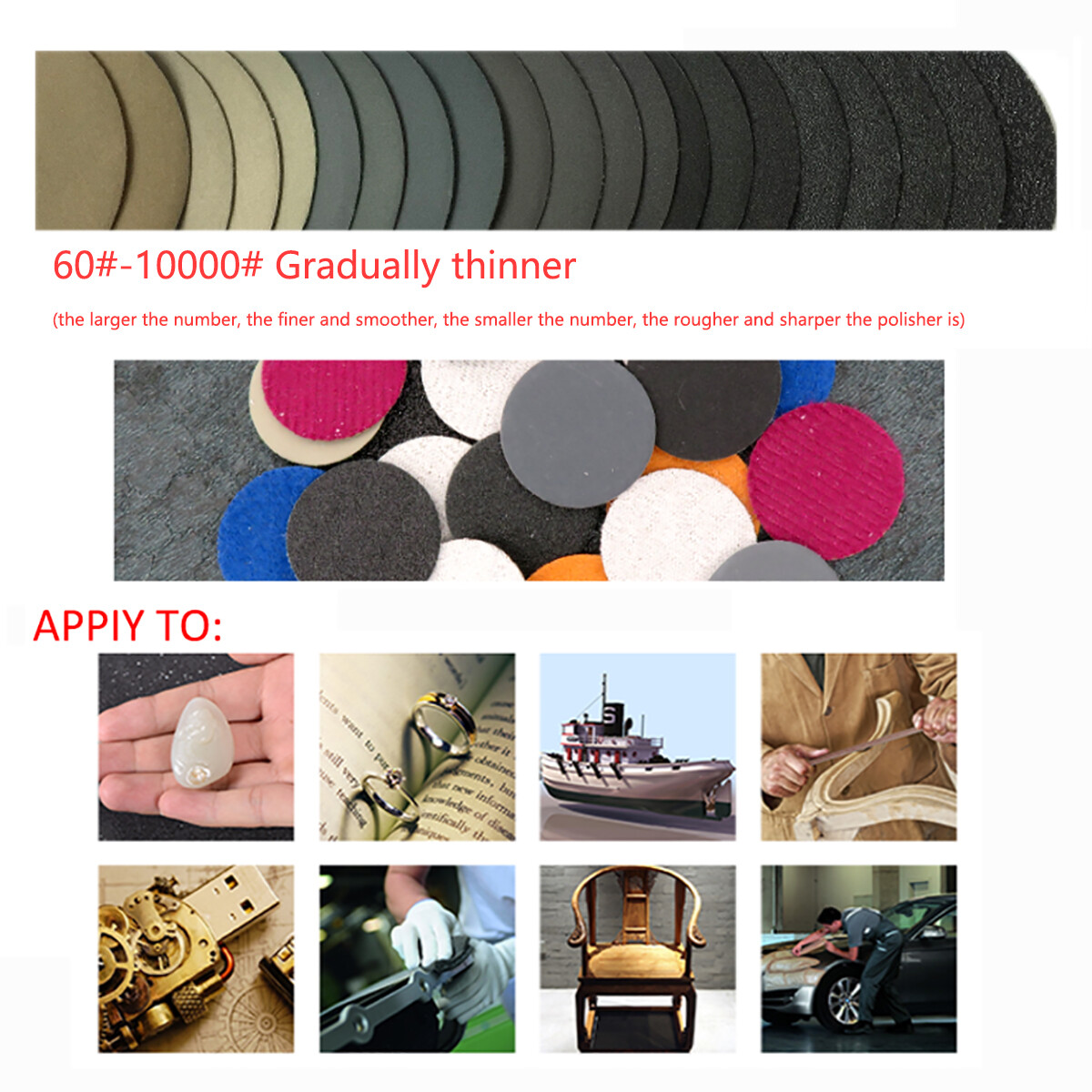 4″(100mm) Hook&Loop Wet/Dry Sanding Disc Sandpaper 996A 60-10000# Grit Polishing
