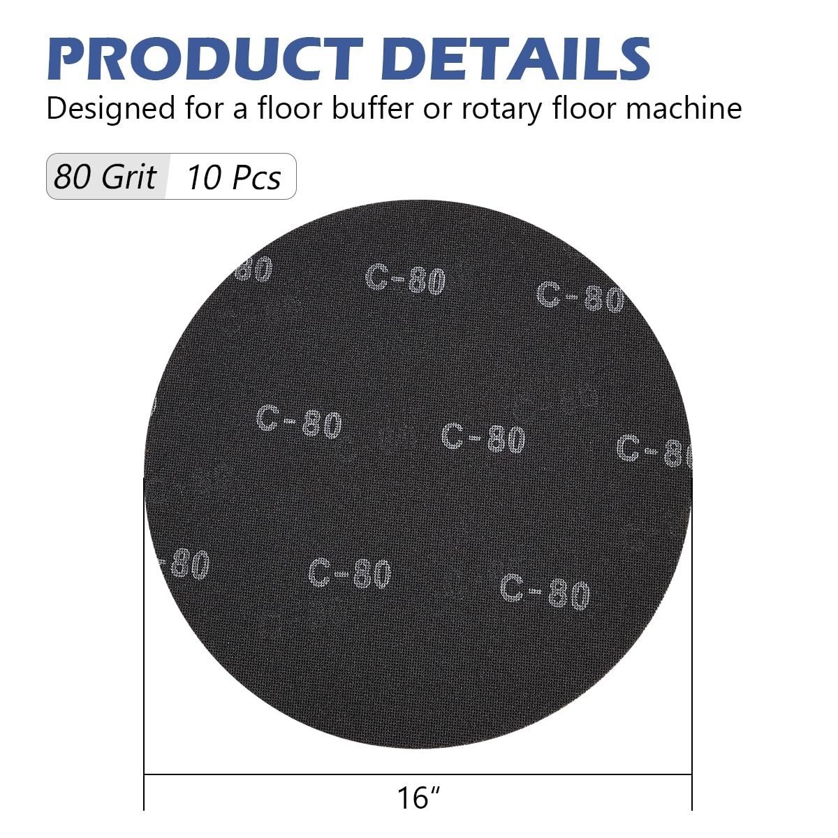 16″ Sanding Screen Discs 80 Grit Silicon Carbide Mesh for Hardwood Floors – 10 P
