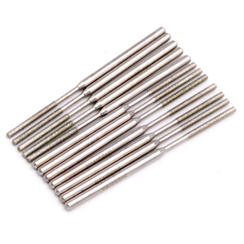 3mm Shank Flat Cylindrical Diamond Grinding Heads Burr Drill Bits 70mm Length