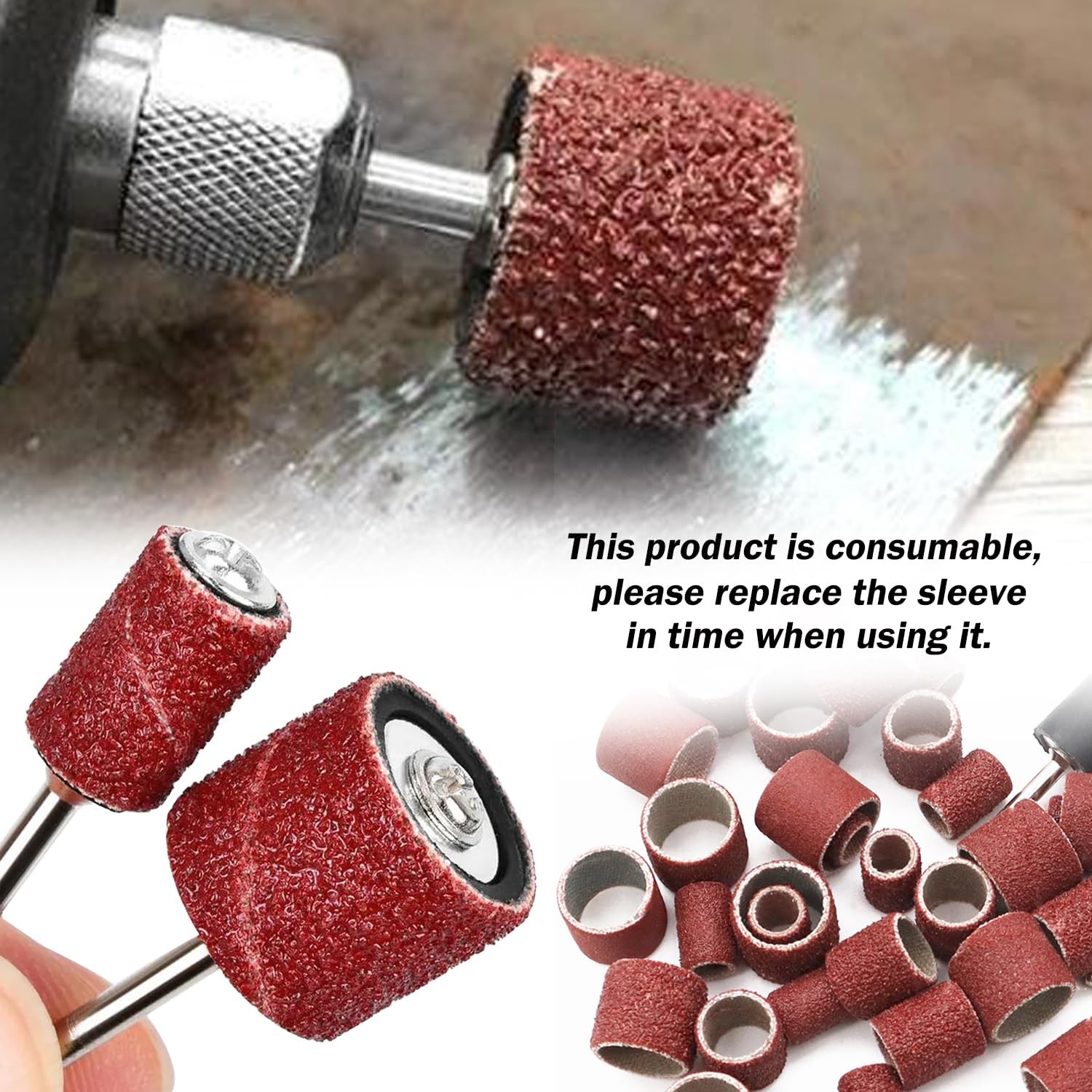 Sunxeke Sanding Drum Set for Most Rotary Drum+Sanding Bits