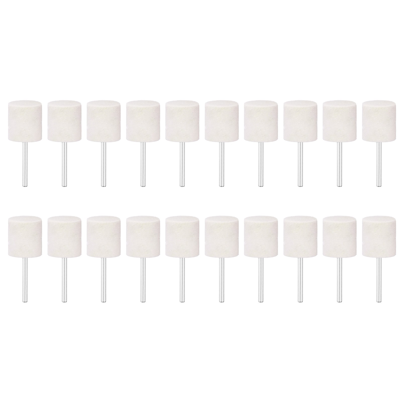 20 Pcs Wool Felt Mounted Mandrel Points 18mm Cylinder Head with 1/8″ Shank