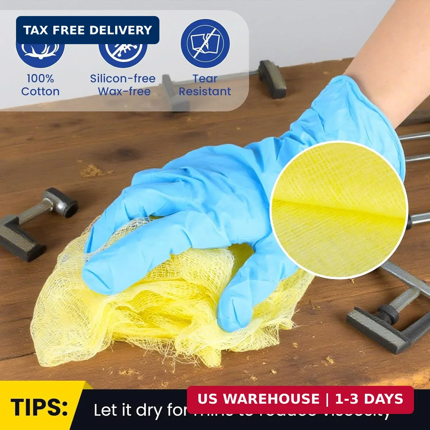 CAREGY 48Pcs Tack Cloth for Removing Dust from Woodworking, Sanding Particles, C
