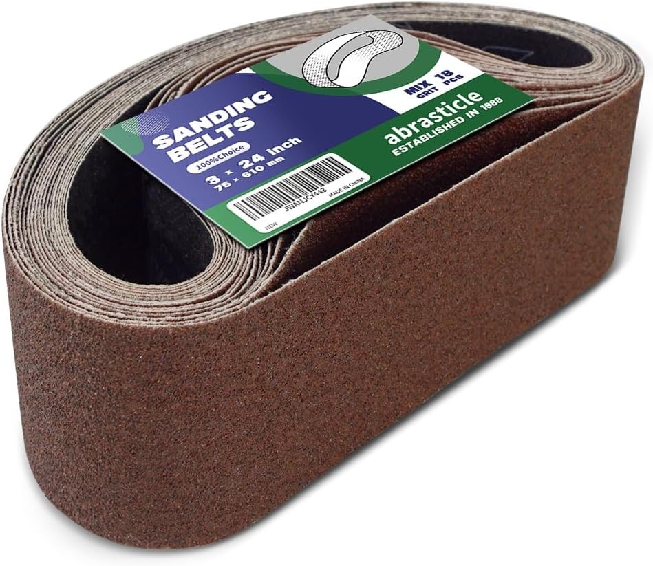 18 Pcs 3 x 24 Inch Assorted Aluminum Oxide Sanding Belt – 60/80/120/150/240/4…
