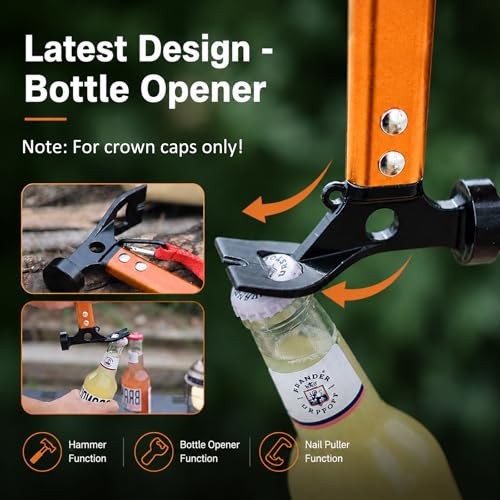 Carbon Steel Aluminum Camping Hammer, 12″ Small Lightweight Three-in-One