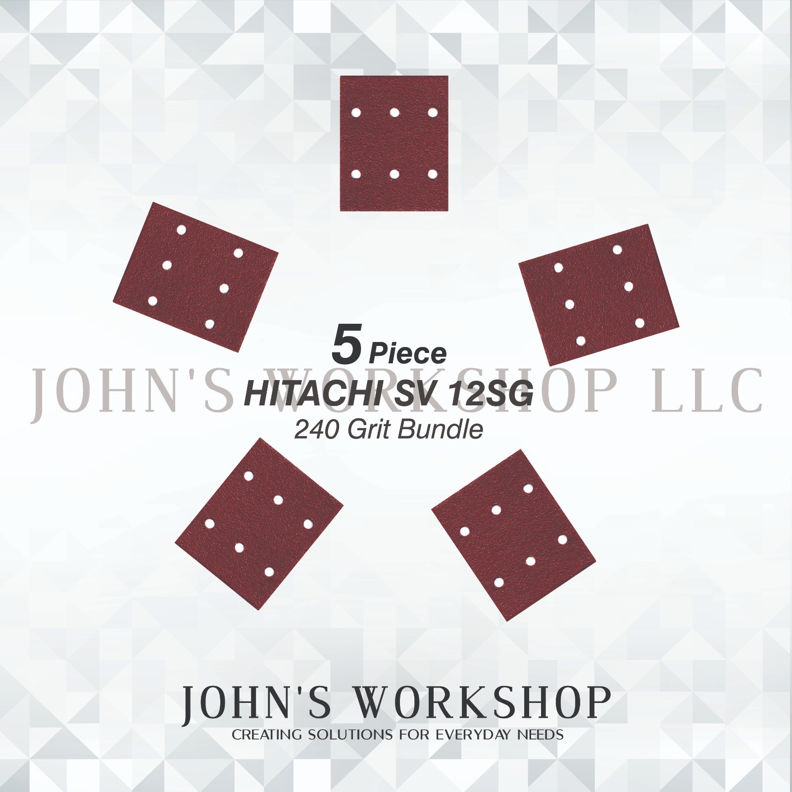HITACHI SV 12SG – 1/4 Sheet – 240 Grit – No-Slip – 5 Sandpaper Bundle