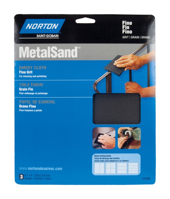 Norton 7660747820 100-Grit MetalSand Fine Wet & Dry Emery Cloth 11 L x 9 W in.