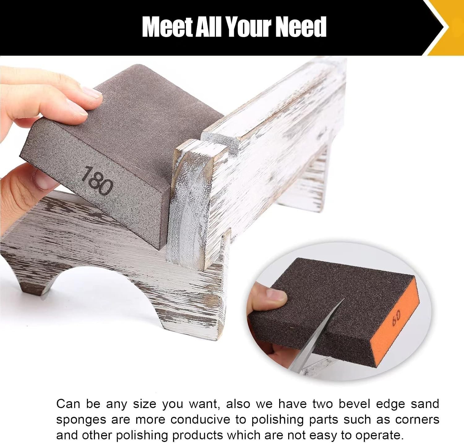 10 Pcs Sanding Sponge Set, 220 Grit: 4 Pcs, 60/80/100/120/180 Grit: 2 Pcs Eac…
