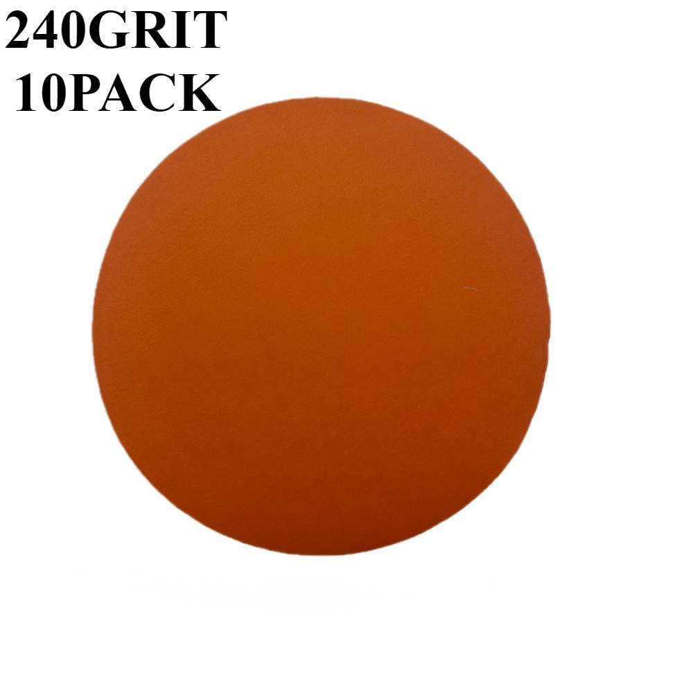 10 PCS Premium 9 inch Hook and Loop Ceramic Orange 0-Hole 240 Grit Sanding Discs