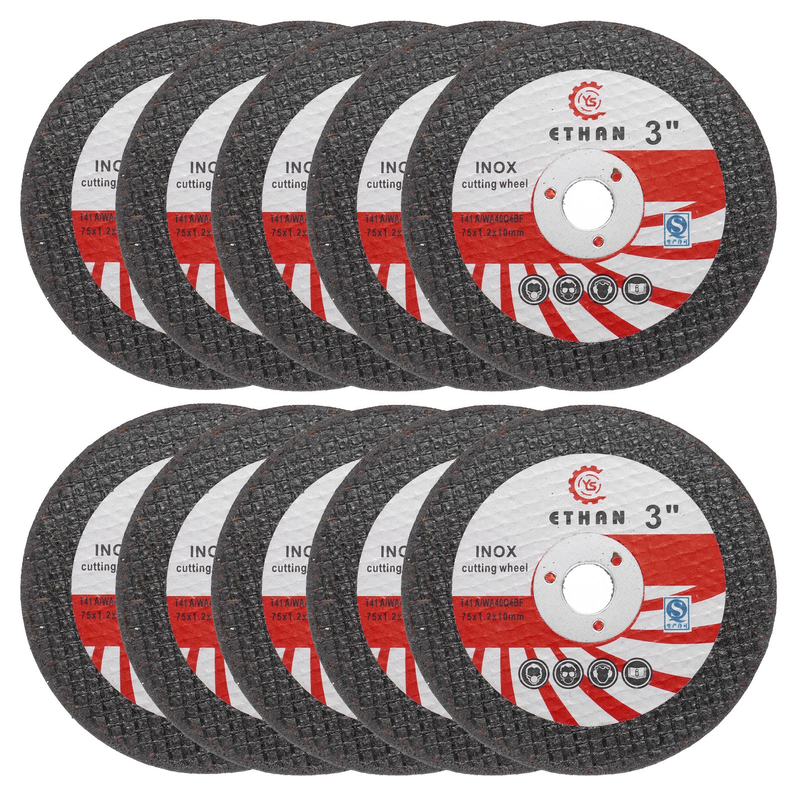 10pcs Cut Off Wheels 3″ x 1/20″ x 3/8″ Cutting Discs Black
