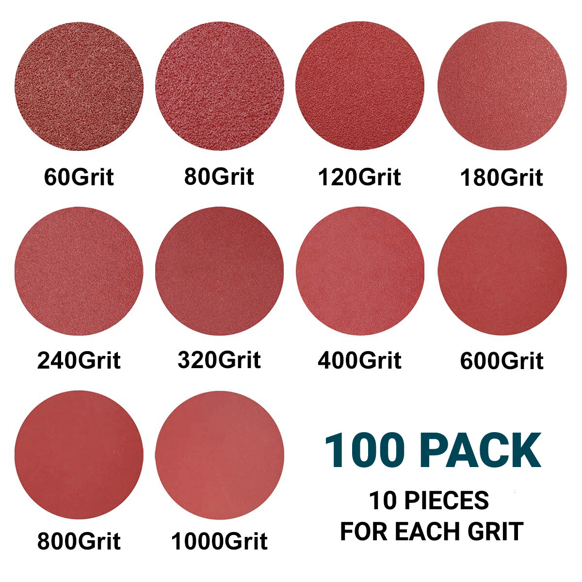 100PCS 6 inch PSA Self Adhesive Sanding Discs 60-1000 Grit Sticky Back Sandpaper