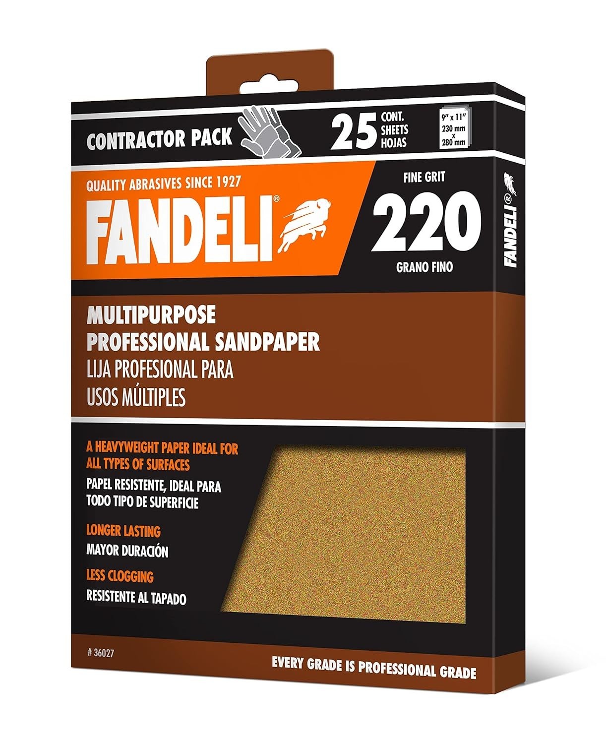 220 Grit Sandpaper Sheets – 9″ x 11″ – 25 Durable and Flexible Sheets