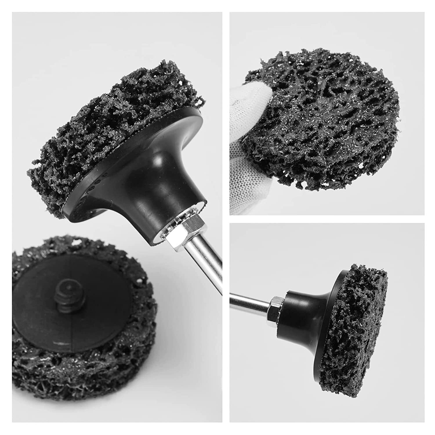 11 Pcs 2 Inch Black Strip Discs W/ Holder Quick Change Poly Paint Removal Wheels