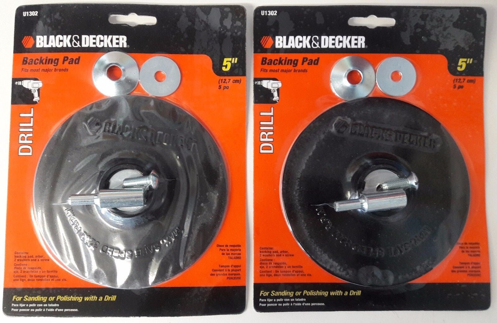 Black & Decker U1302 5″ Backing Pad with 1/4″ Attached Shank 2PKS