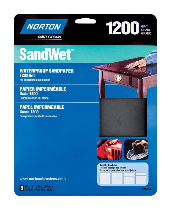 Norton 7660748054 1200-Grit Aluminum Oxide Ultra Fine Sandpaper 11 L x 9 W in.