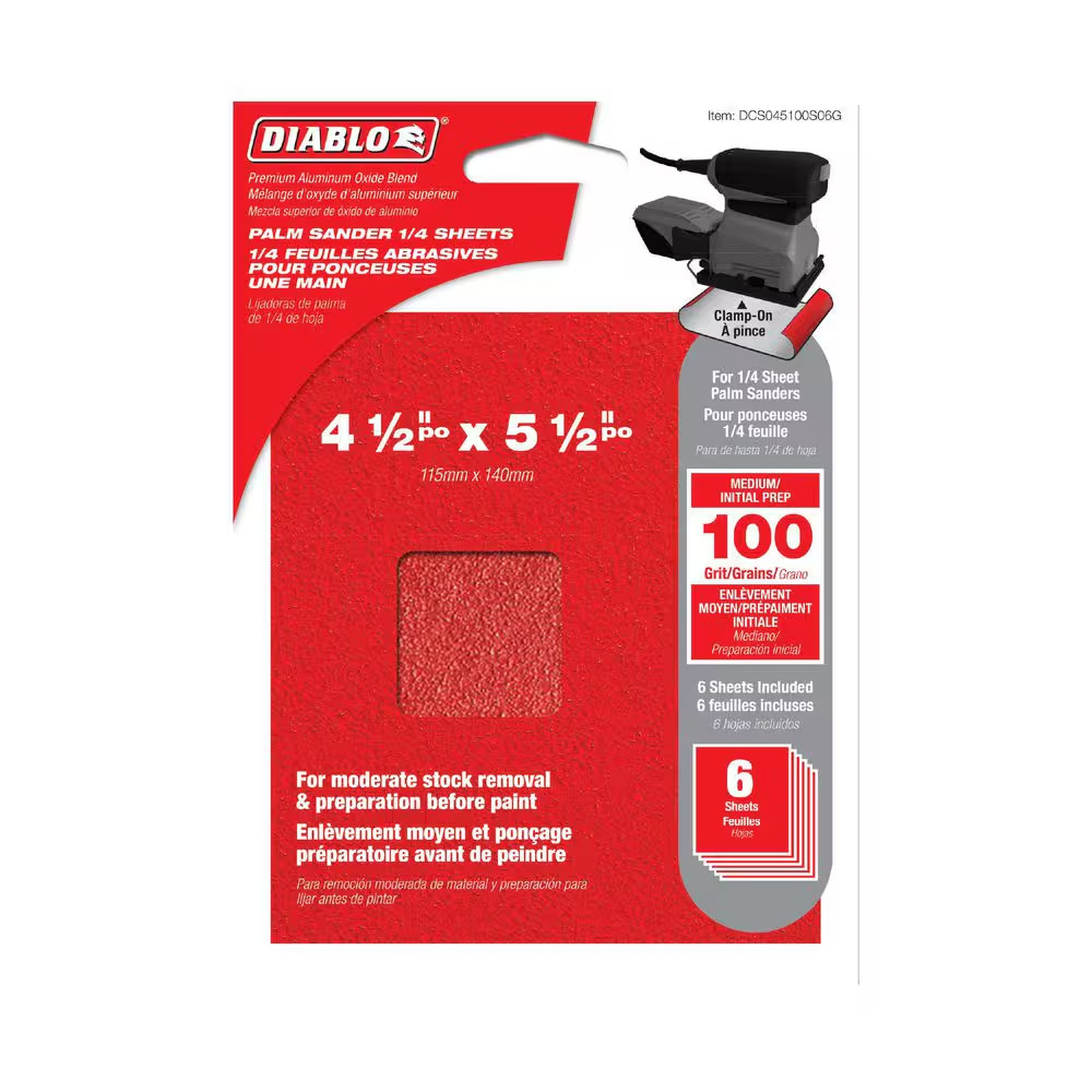 4-1/2 In. X 5-1/2 In. 100-Grit Palm Sander 1/4 Sanding Sheets