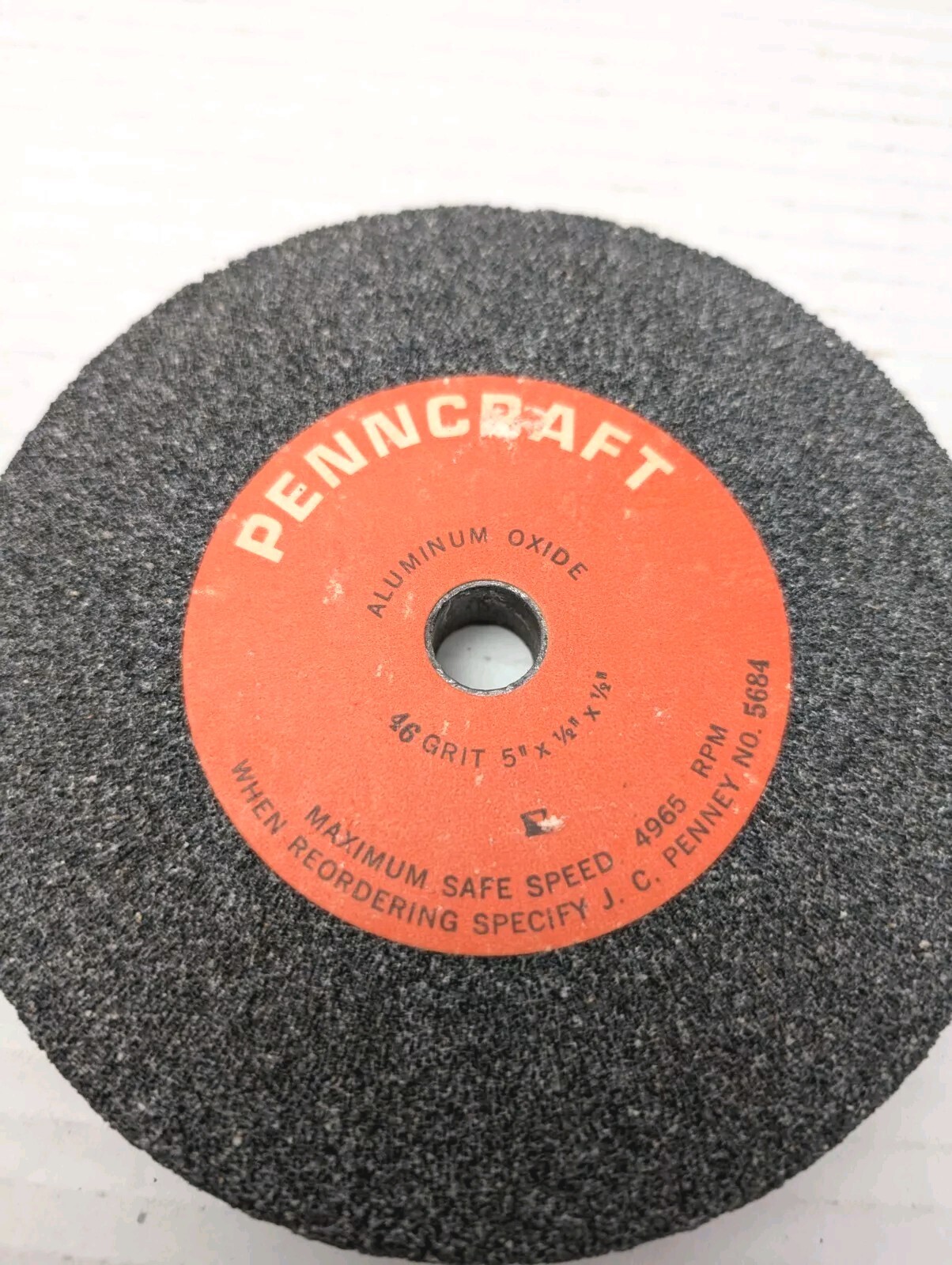 PENNCRAFT 5″x1/2″x1/2″ Aluminum Oxide Grinding Wheel Med Coarse Grit 4965 RPM