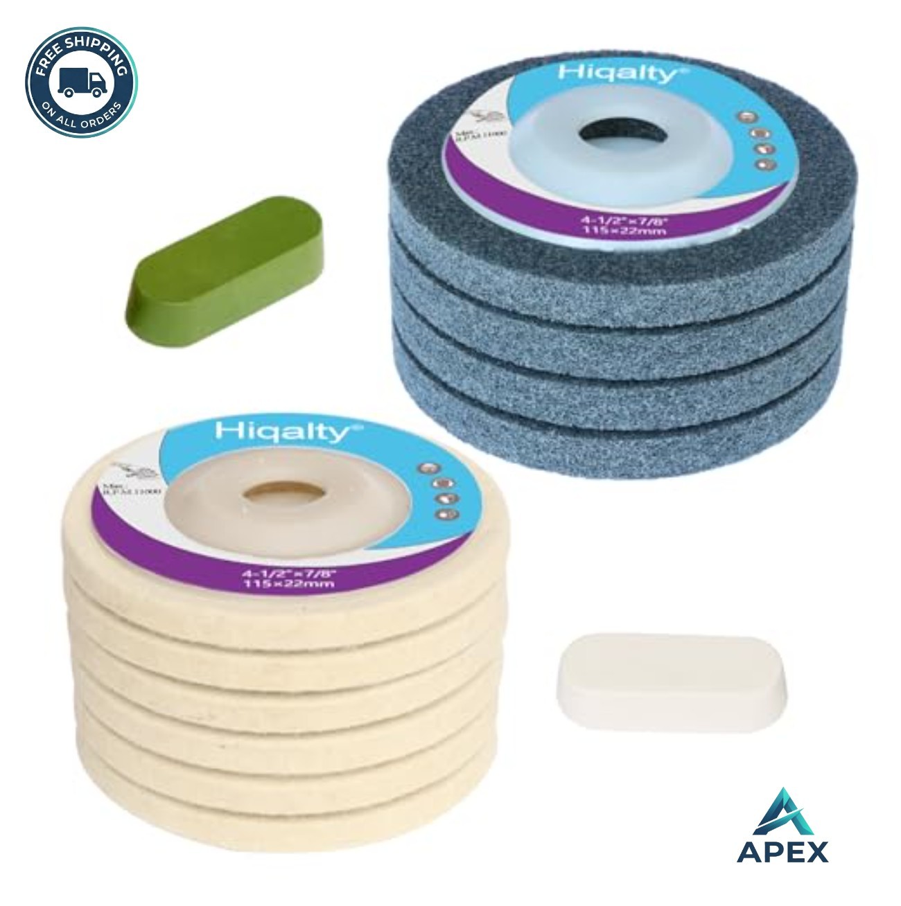 Wool Felt Polishing Disc 4.5 Inch 7/8 Bore Nylon Fiber Buffing Wheel Pad 12