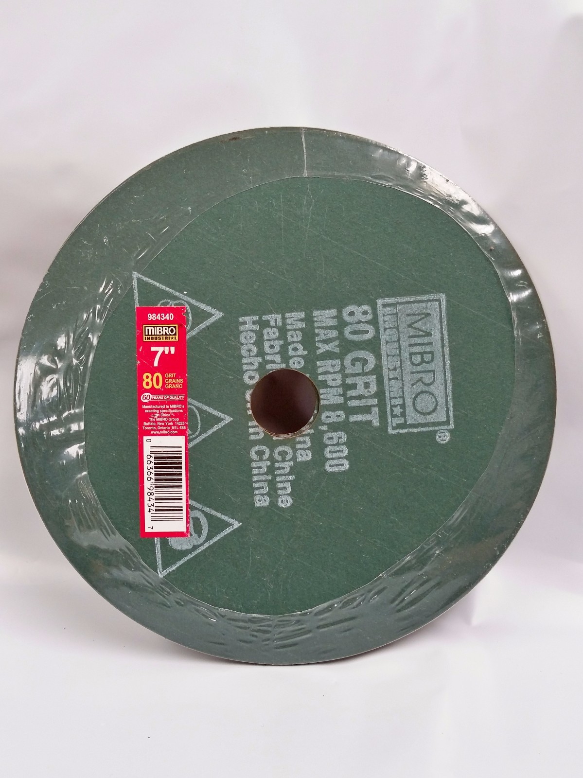 7″ x 7/8″ Fiber Resin Sanding Disc Aluminum Oxide 80 Grit, Mibro, 50 Discs