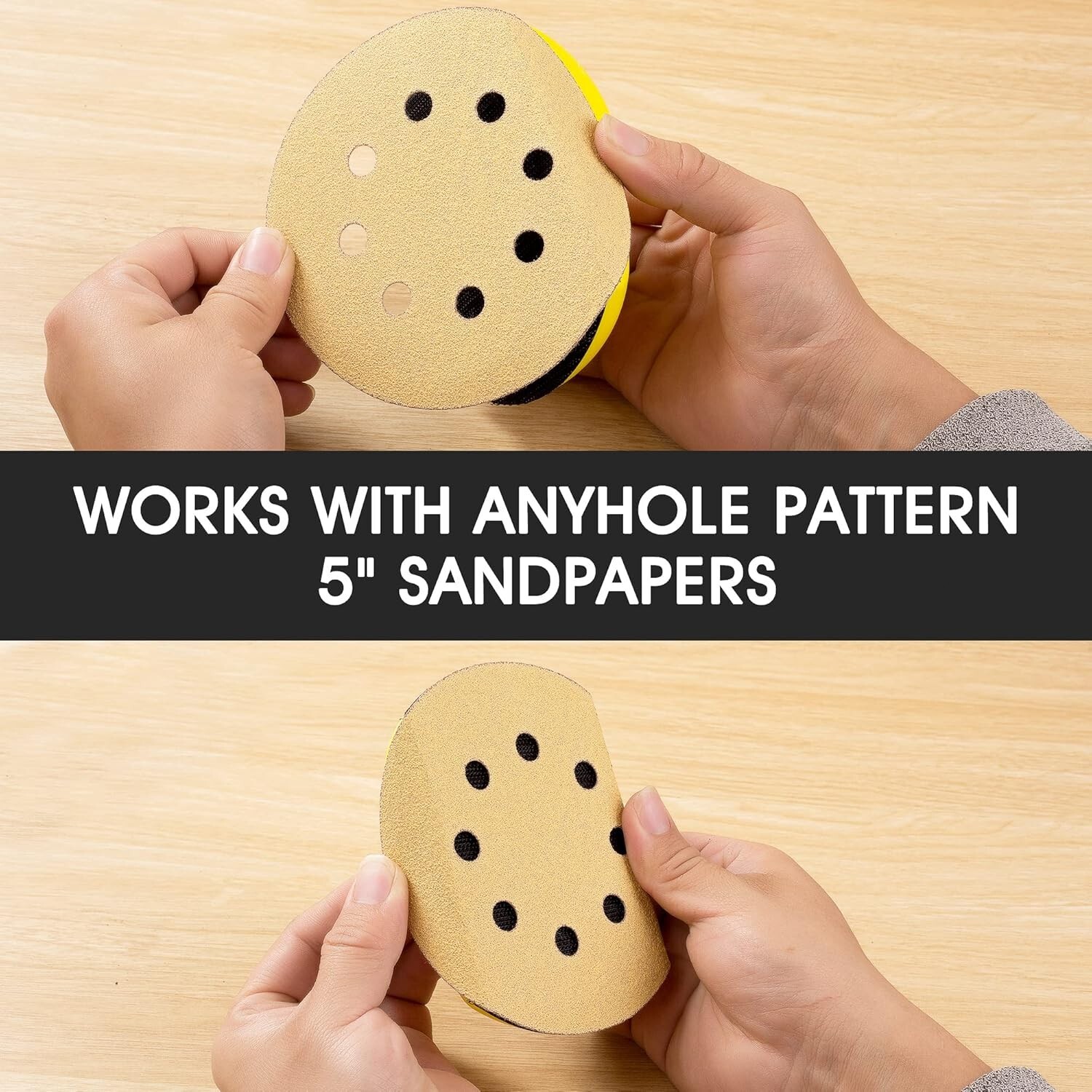 2PCS 5 in Mouse Round Hand Sander Sanding Block Tools Hook Loop Disc Backing Pad
