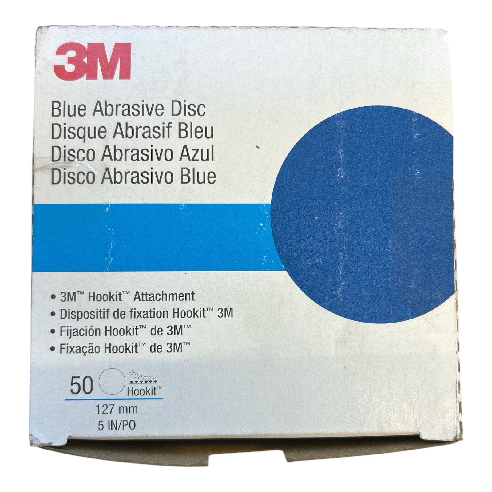 3M Hookit Blue Abrasive Disc, 36256, 5 in, 180 grade, No Hole 50pc