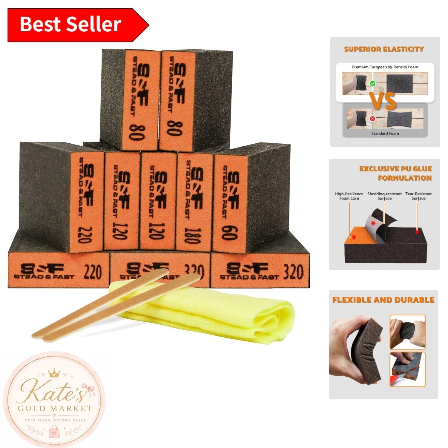 10-Piece Heavy-Duty Sanding Sponge Set with Tack Cloth for Flawless Finishes