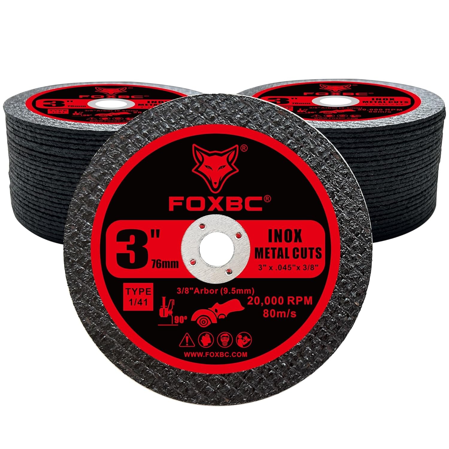 3” x 3/64” x 3/8” Cut Off Wheel Discs, Metal & Stainless Steel Cutting – 50 Pack