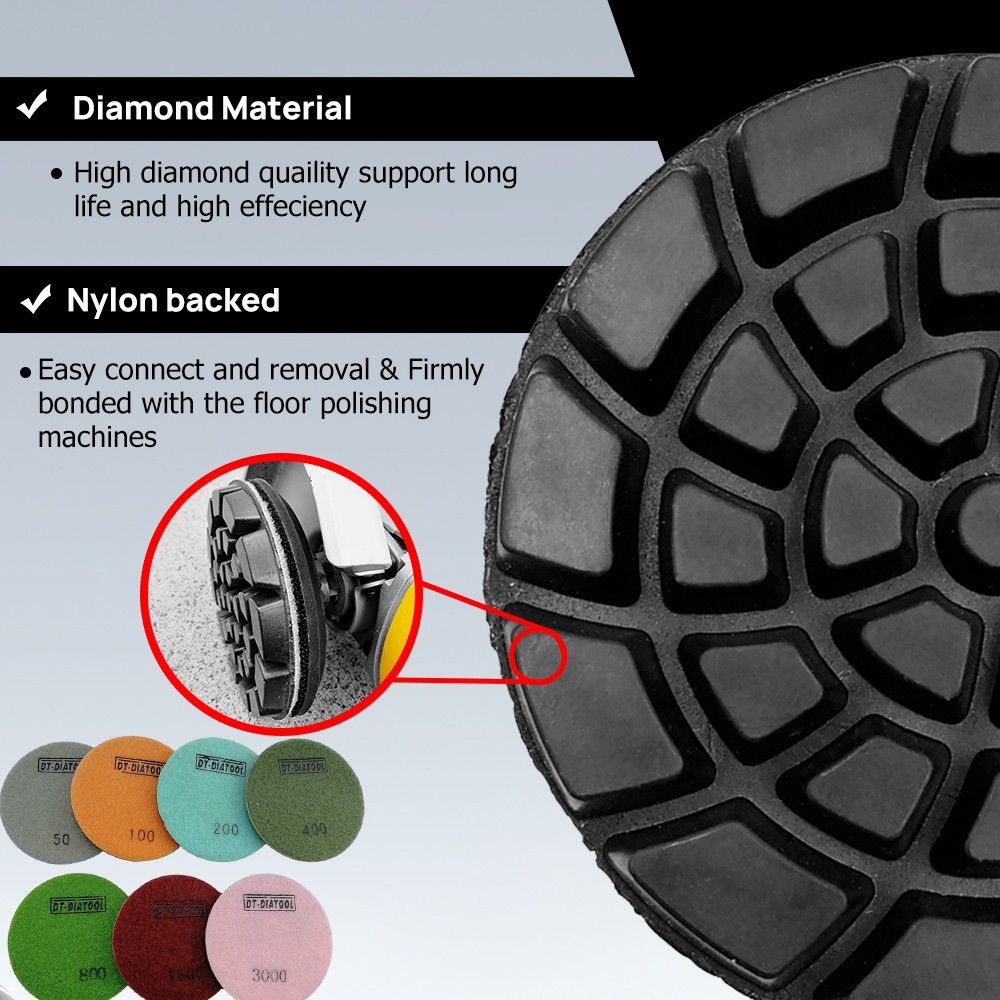 9pcs 4 inch 100mm Diamond Floor Polishing Pads Sanding Discs Renew Polisher Pads
