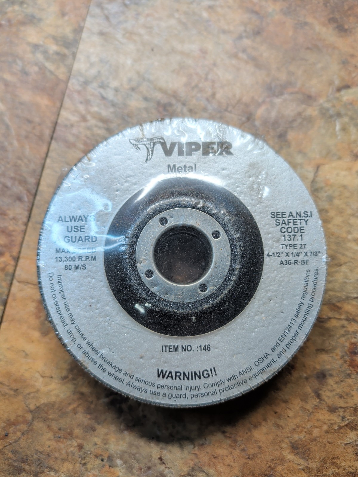 5 Pack Viper Metal Grinding Discs 146