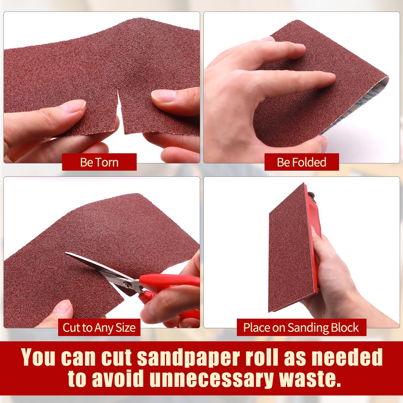 60 Grit Sandpaper Roll, 4 Inch x 32.8 Foot (10 metres x 100 mm) Cut-to-Length…
