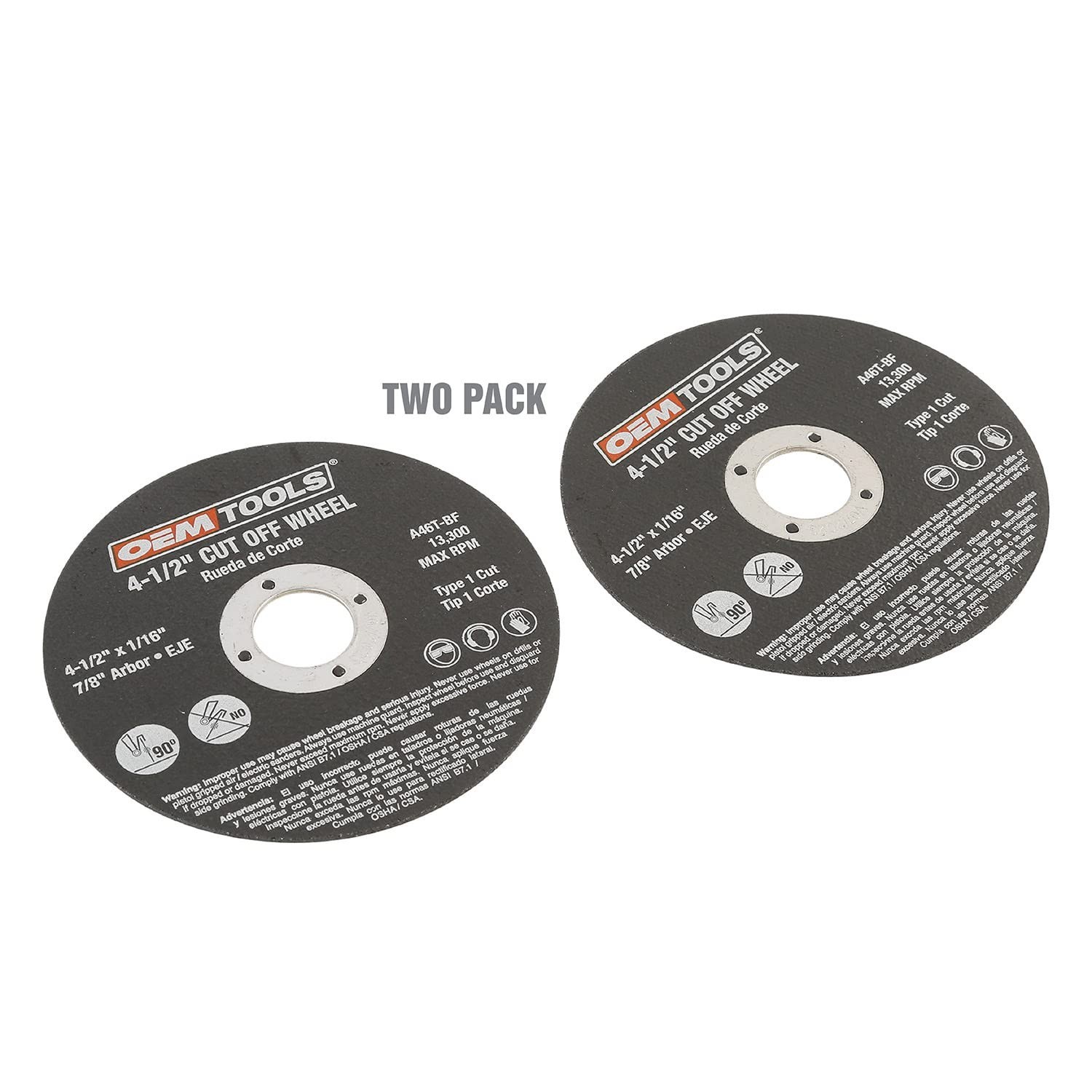 OEM TOOLS 4-1/2″ Cut Off Wheel 2pc 7/8″ Arbor, 1/16″ Thickness 26510