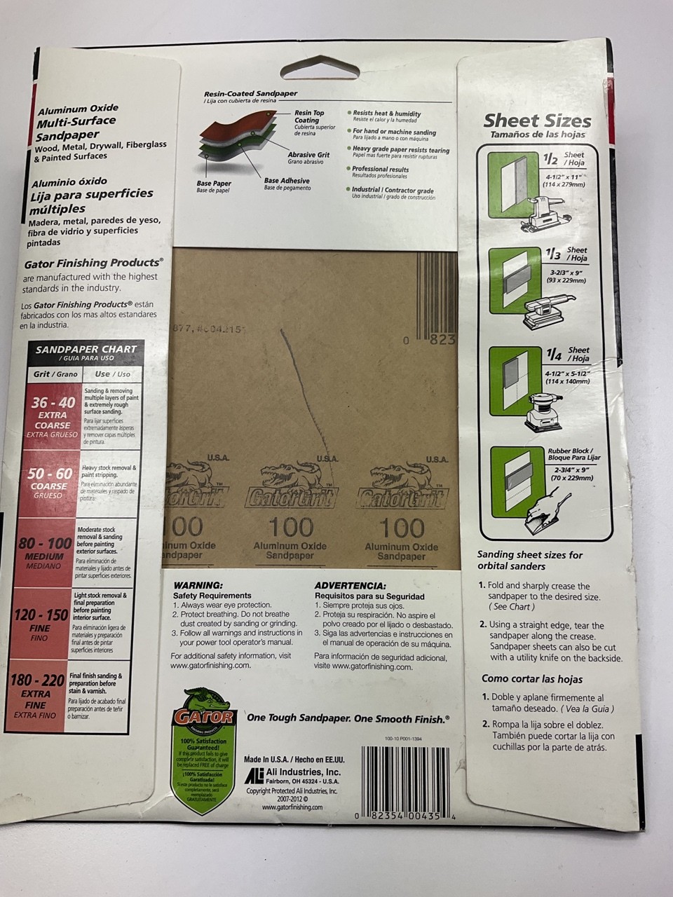 Gator 4435 Sandpaper Sheet Assortment Pack (2) 100 Grit, (2) 150 Grit, (2) 220
