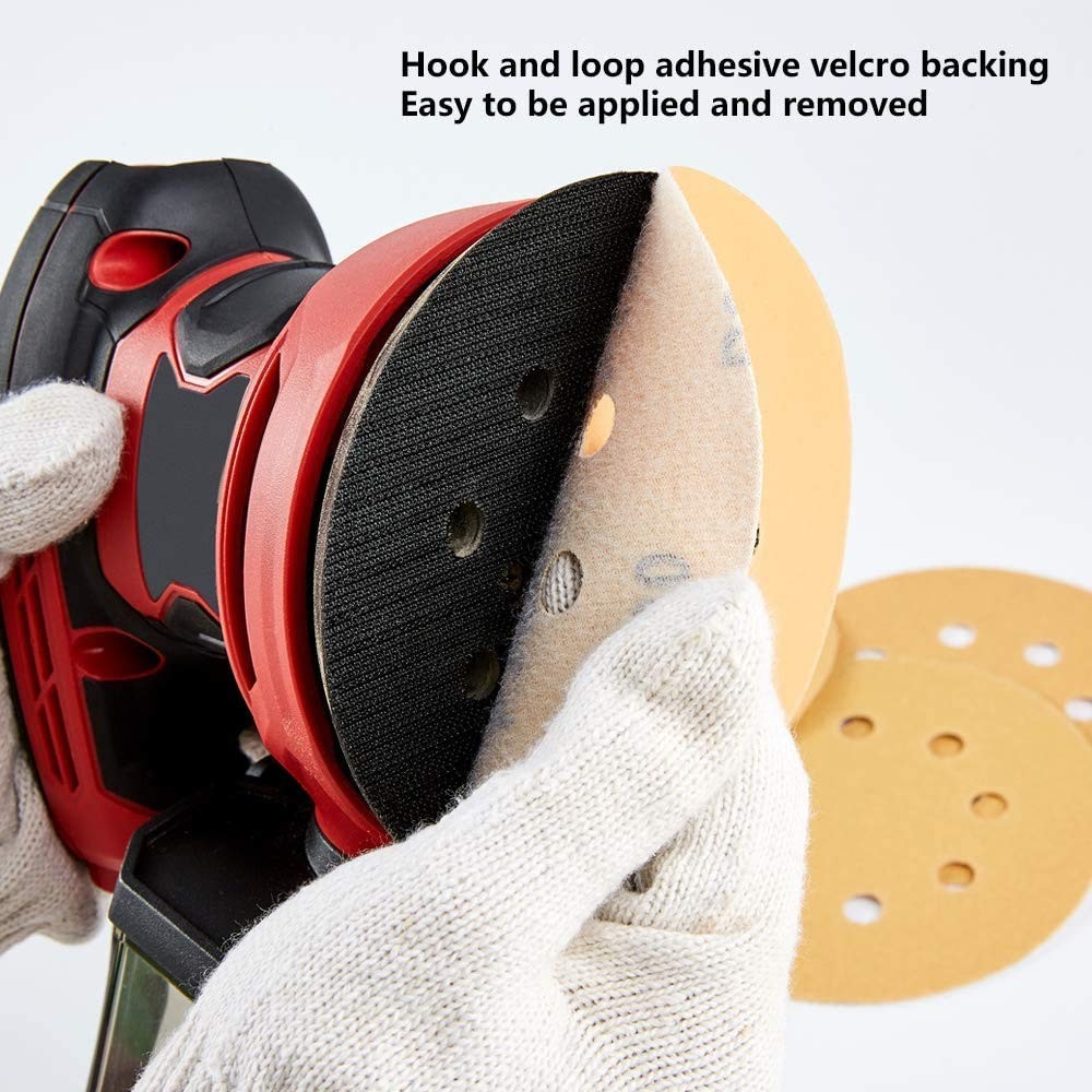 100 Pieces Gold 5-Inch 8 Holes Hook and Loop Sanding Discs 60 80 100 120 150 …