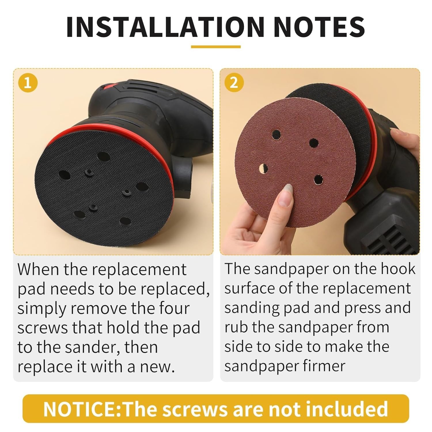 Orbital Sander Replacement Pad 5 Inch 2 Pack for Porter Cable Random Orbit Sa…