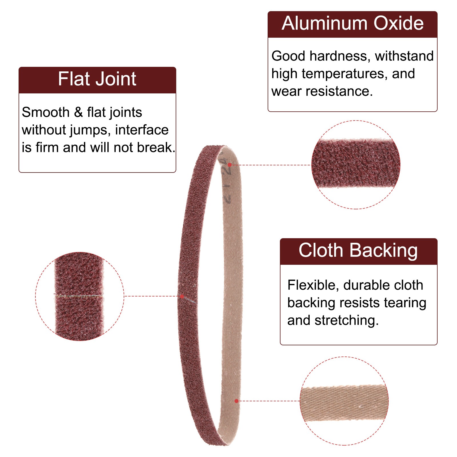 5pcs 2-1/2″ x 16″ Sanding Belts 40 Grits Aluminum Oxide Abrasive Sander Belt