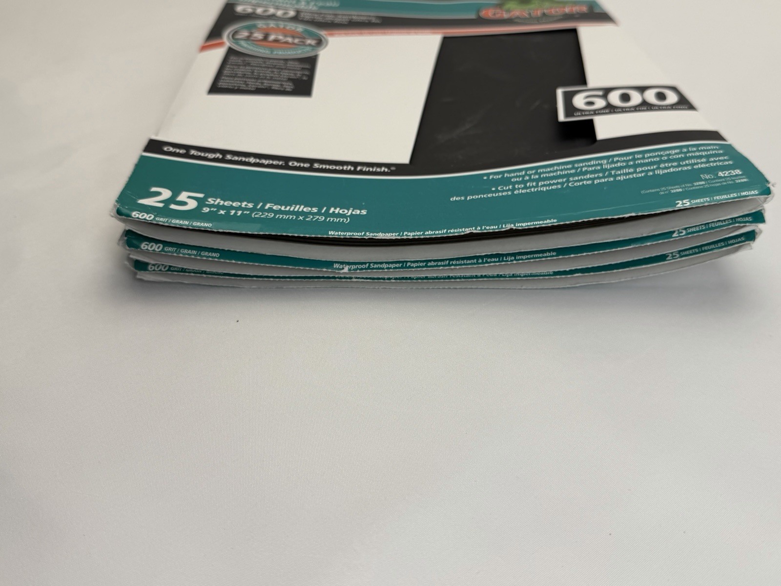 3 pk Gator 600 Grit Ultra Fine Waterproof Sandpaper 75pcs 9″x11″